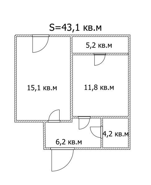 1-комнатная 43.1 м2 в ЖК undefined корпус null этаж 10