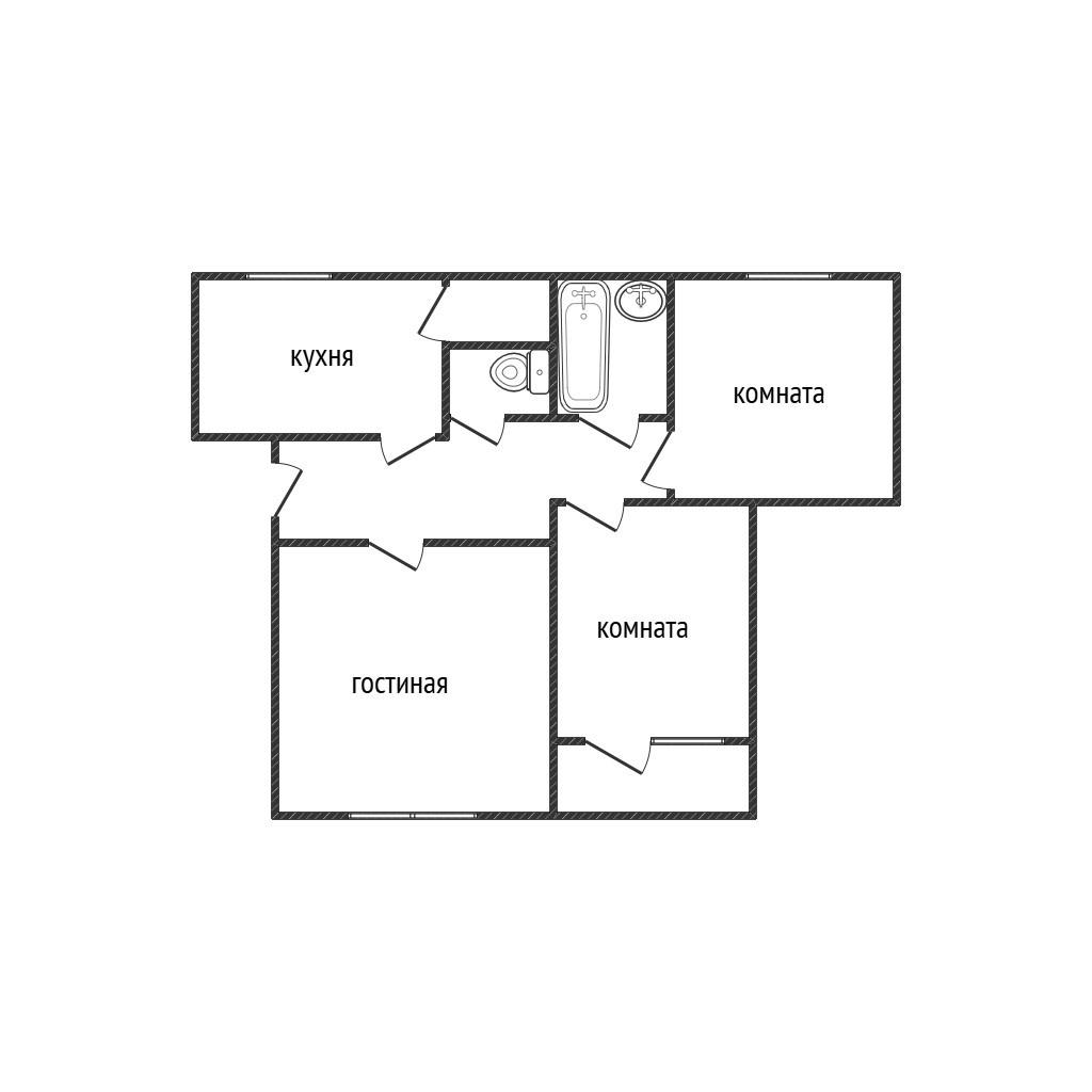 3-комнатная 64.6 м2 в ЖК undefined корпус null этаж 7