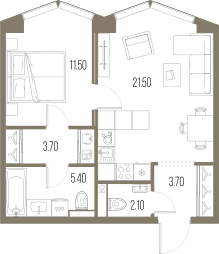 1-комнатная 47 м2 в ЖК Северный порт. Береговые кварталы корпус null этаж 30