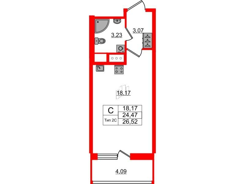Студия 24 м2 в ЖК Setl Ривьера корпус null этаж 6