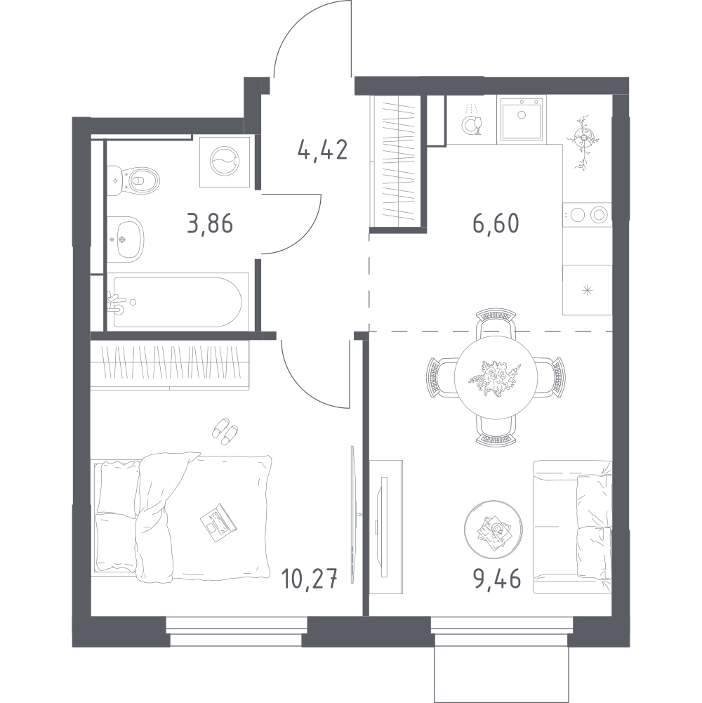 Студия 34 м2 в ЖК Мытищи Парк корпус null этаж 3