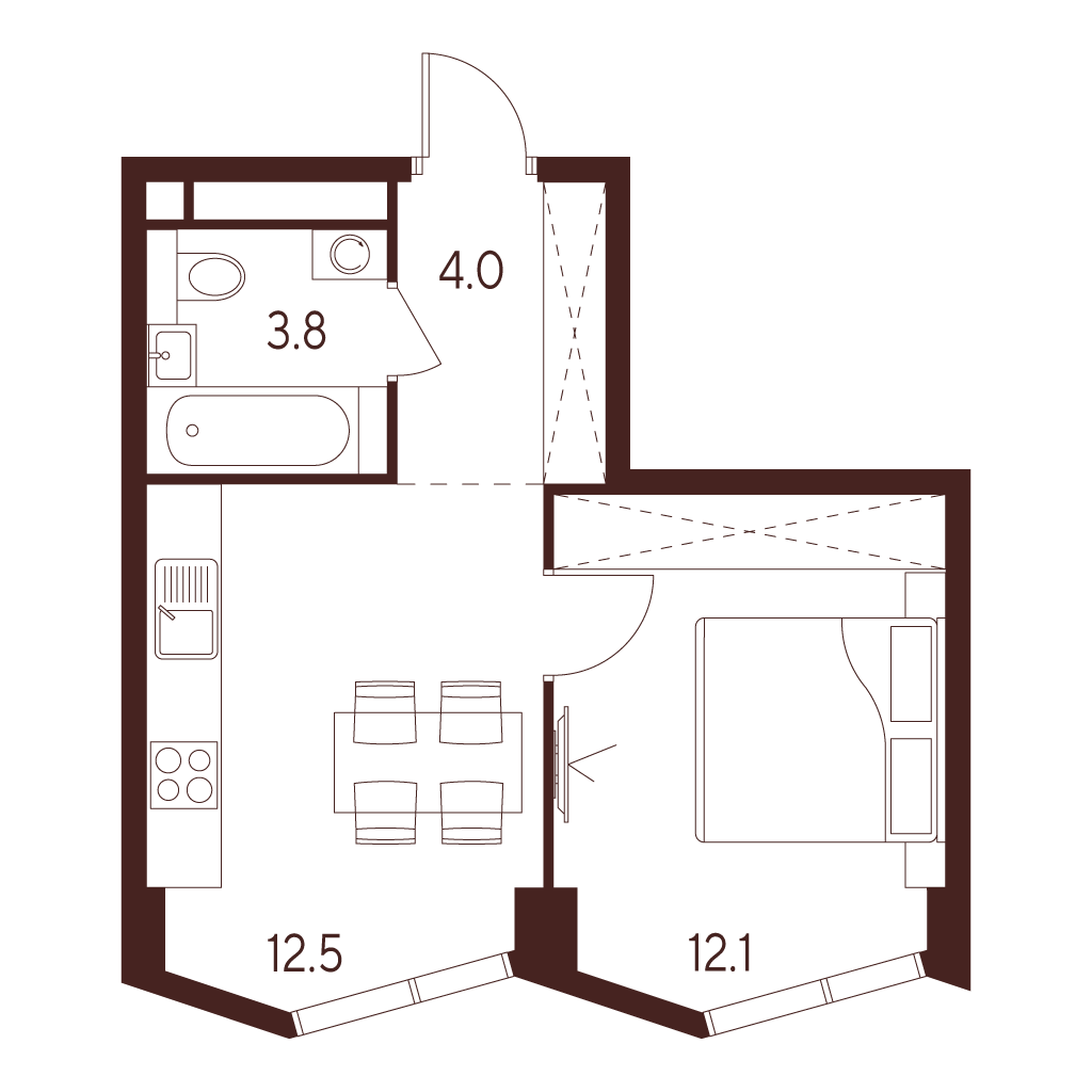 1-комнатная 32 м2 в ЖК Indy Towers корпус null этаж 7