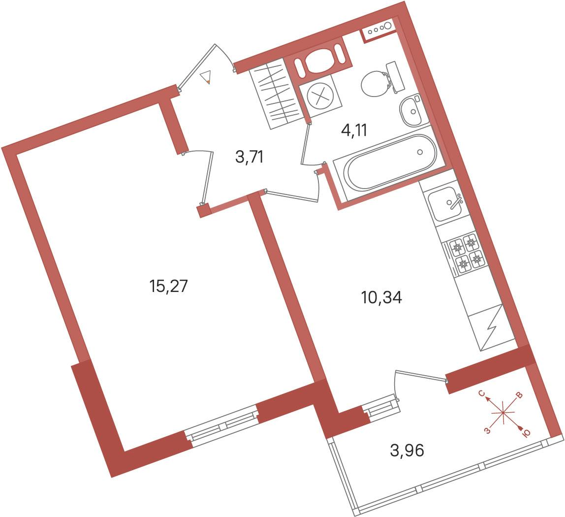 1-комнатная 35 м2 в ЖК ПАТИО. Уютный квартал корпус null этаж 10