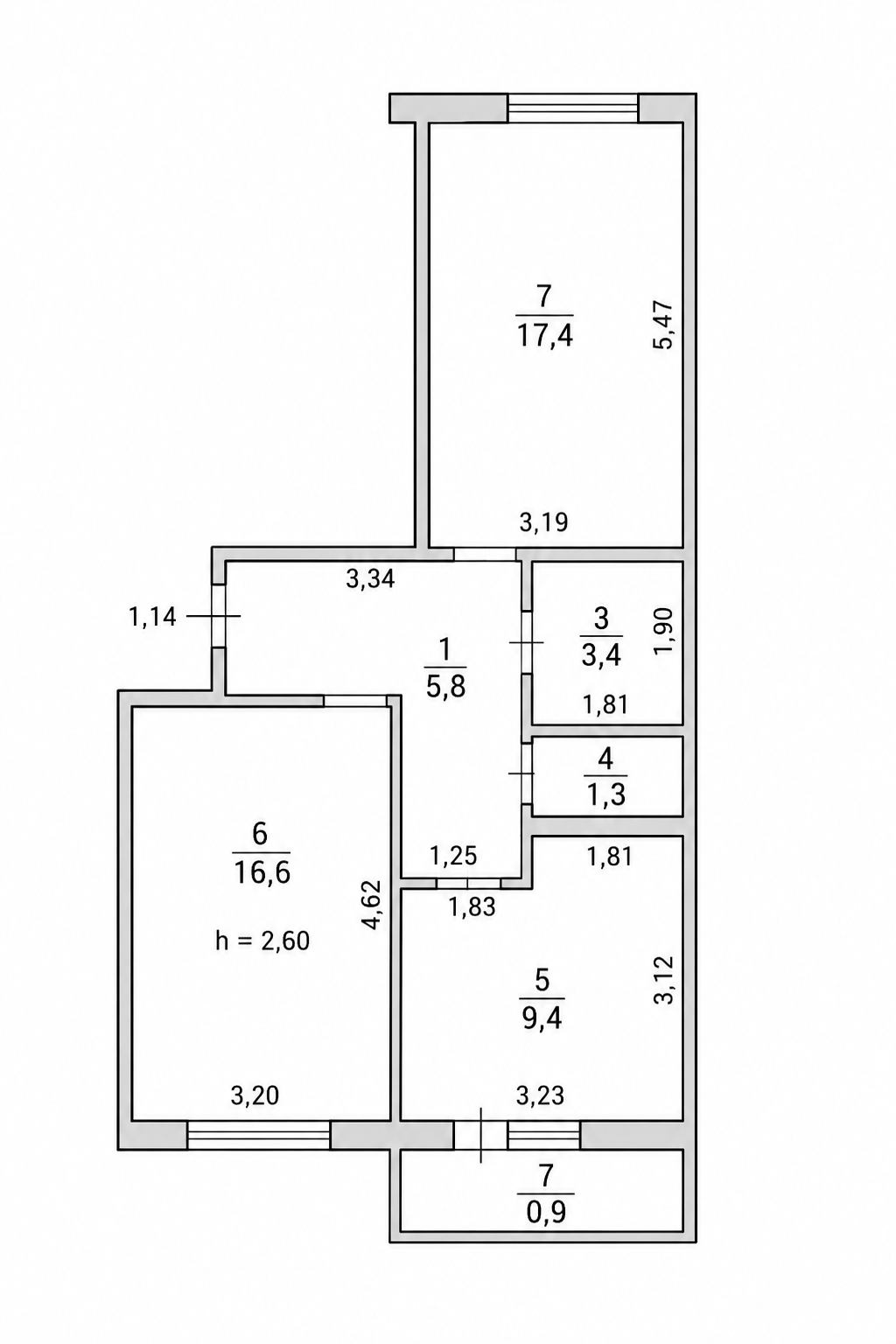 2-комнатная 55.8 м2 в ЖК undefined корпус null этаж 3