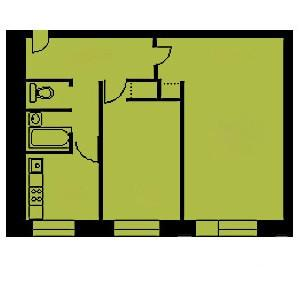 2-комнатная 41.3 м2 в ЖК undefined корпус null этаж 1