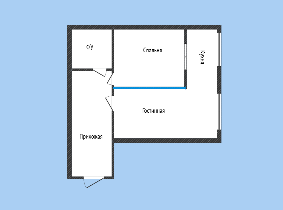 1-комнатная 55 м2 в ЖК undefined корпус null этаж 6