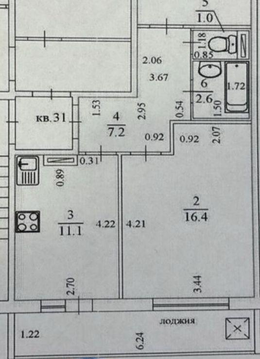 2-комнатная 50.3 м2 в ЖК undefined корпус null этаж 8