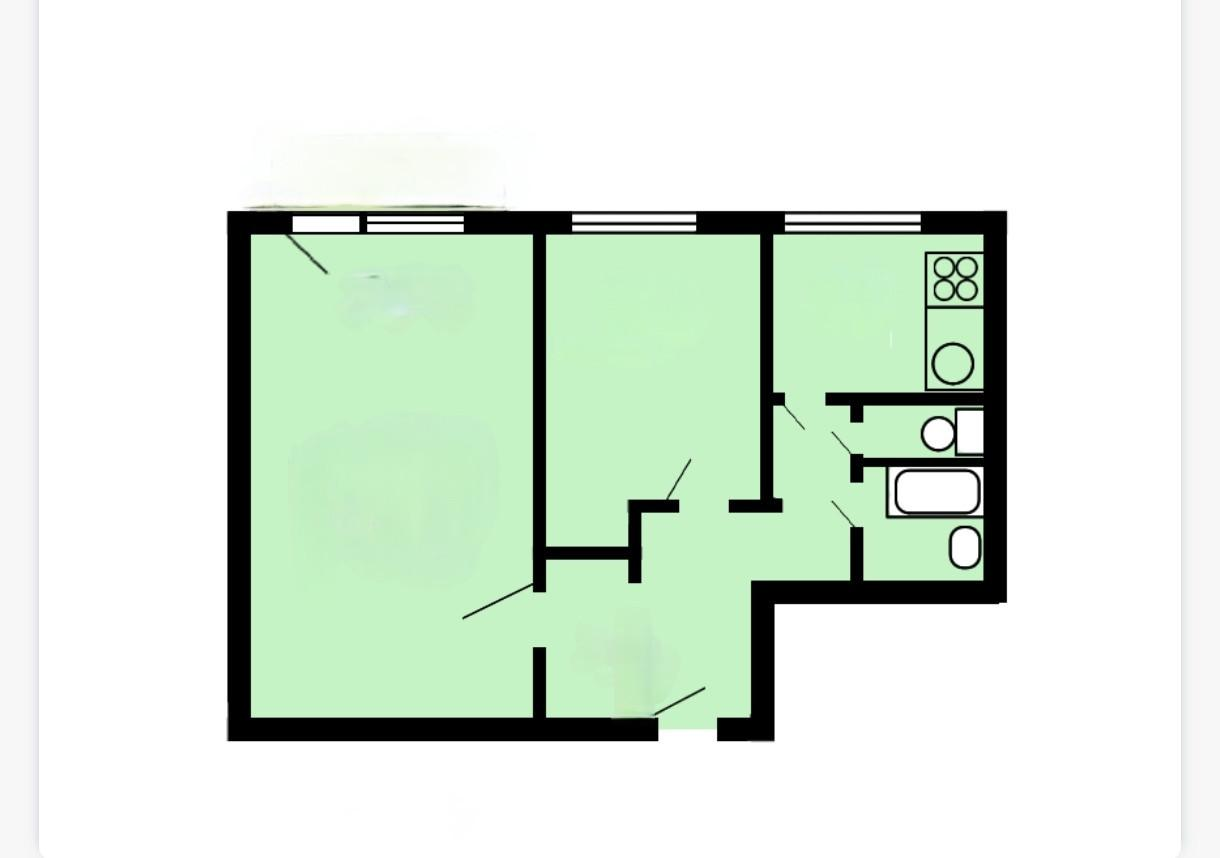 2-комнатная 44.7 м2 в ЖК undefined корпус null этаж 1