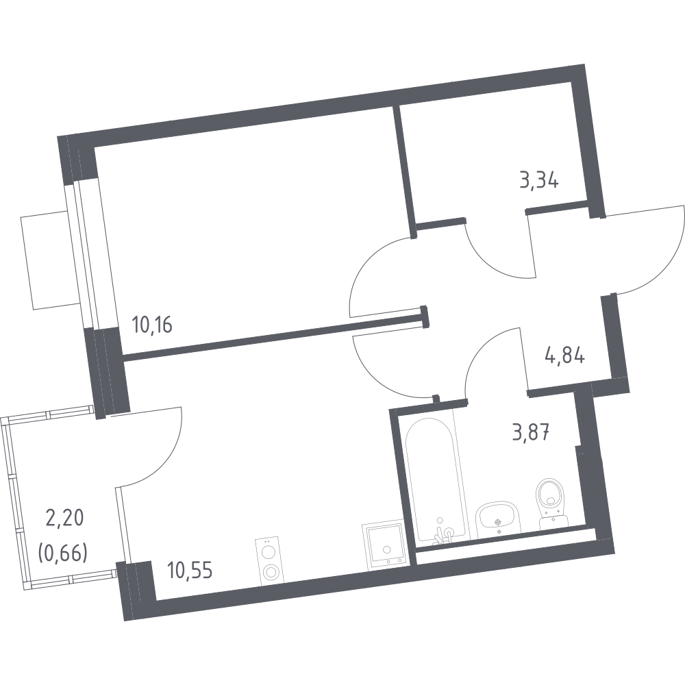 1-комнатная 33 м2 в ЖК Подольские кварталы корпус null этаж 3