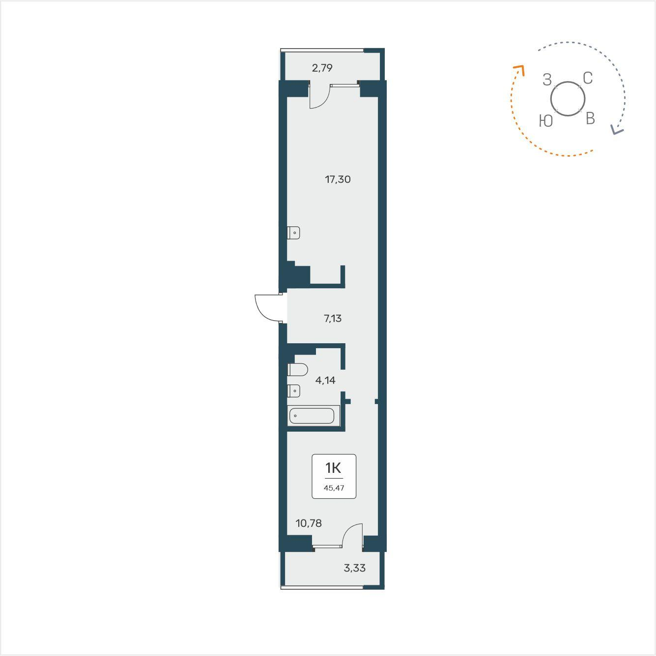 1-комнатная 44 м2 в ЖК Расцветай на Авиастроителей корпус null этаж 10