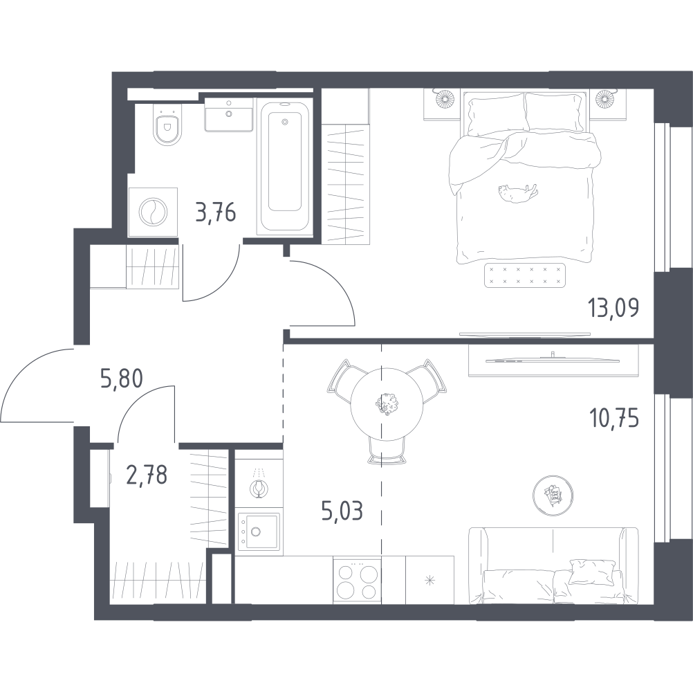 Студия 41 м2 в ЖК Заречье Парк корпус null этаж 8