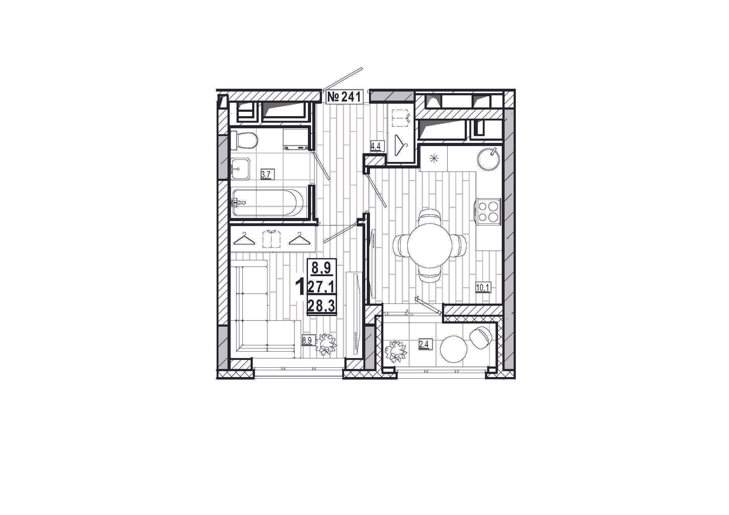1-комнатная 28 м2 в ЖК Дом на Маяковского корпус null этаж 11