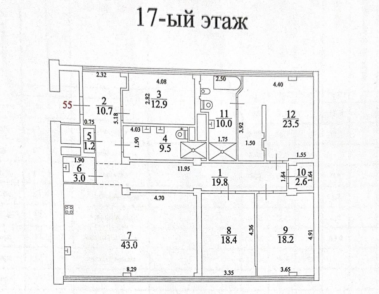 5-комнатная 173 м2 в ЖК undefined корпус null этаж 17