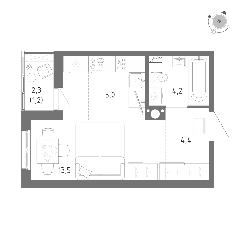 Студия 28 м2 в ЖК Клюква.Парк корпус null этаж 3