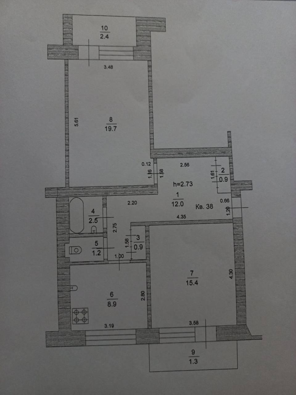 2-комнатная 65.2 м2 в ЖК undefined корпус null этаж 4
