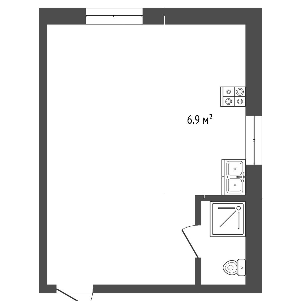 Студия 26.3 м2 в ЖК undefined корпус null этаж 2
