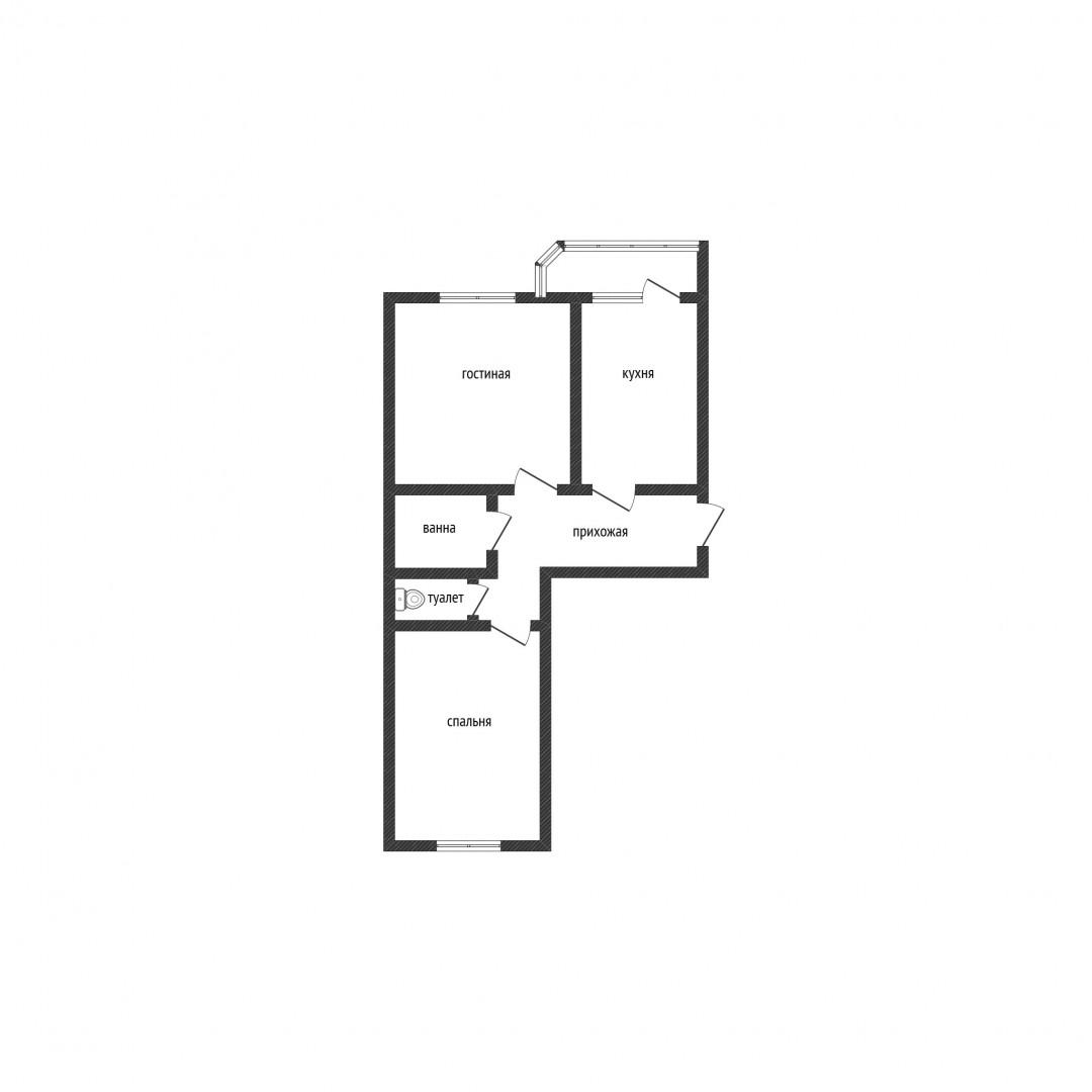 2-комнатная 56 м2 в ЖК undefined корпус null этаж 6