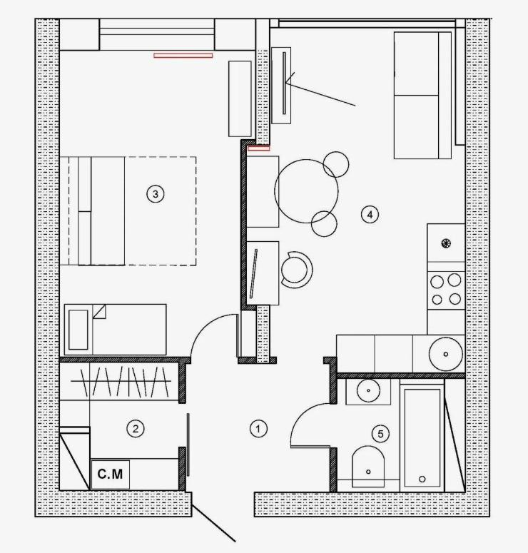1-комнатная 40.5 м2 в ЖК undefined корпус null этаж 5