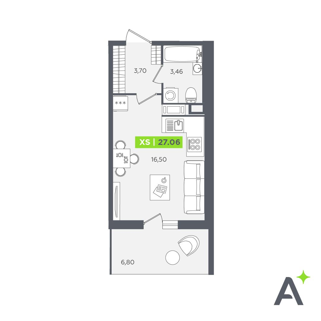 Студия 25 м2 в ЖК Аквилон STORIES корпус null этаж 4