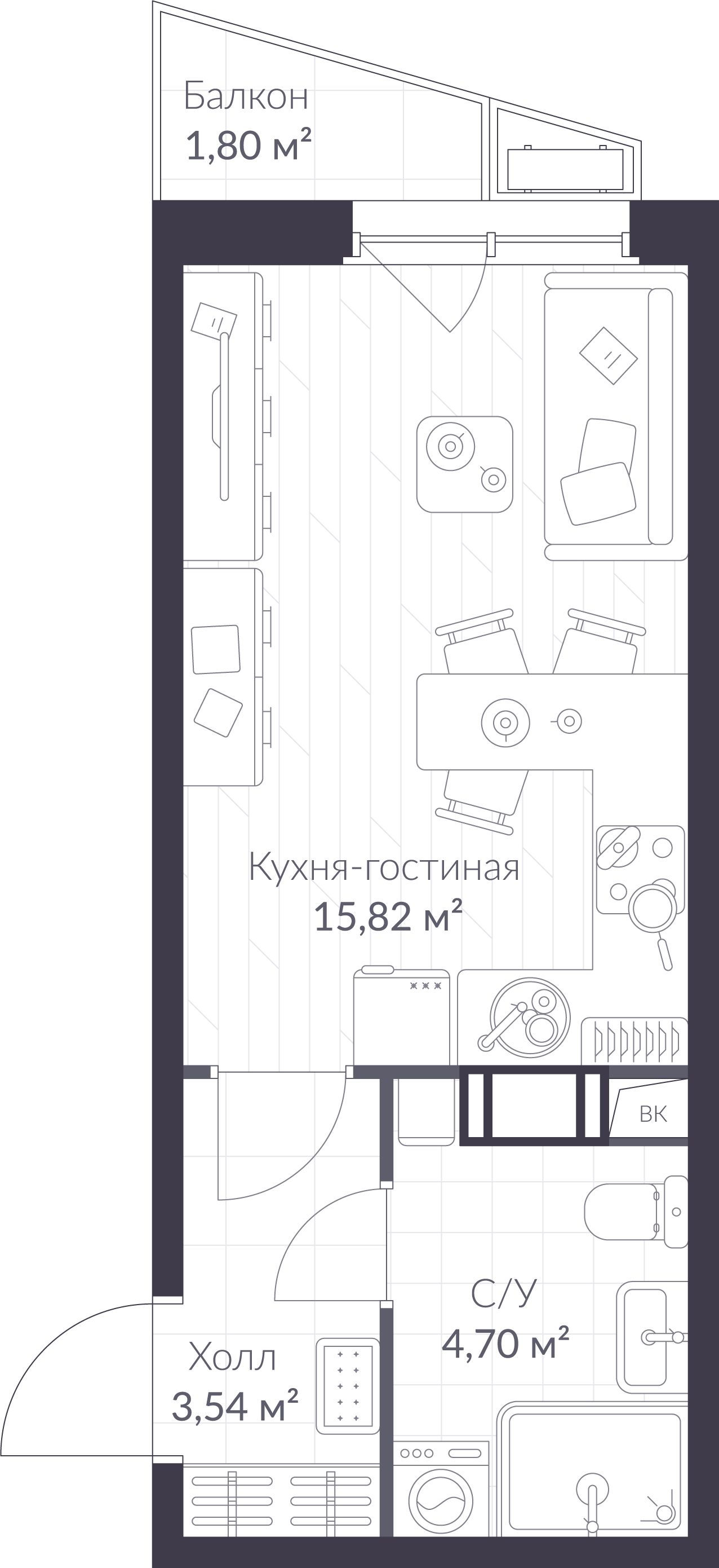 Студия 24 м2 в ЖК VEREN NORT Сертолово корпус null этаж 11