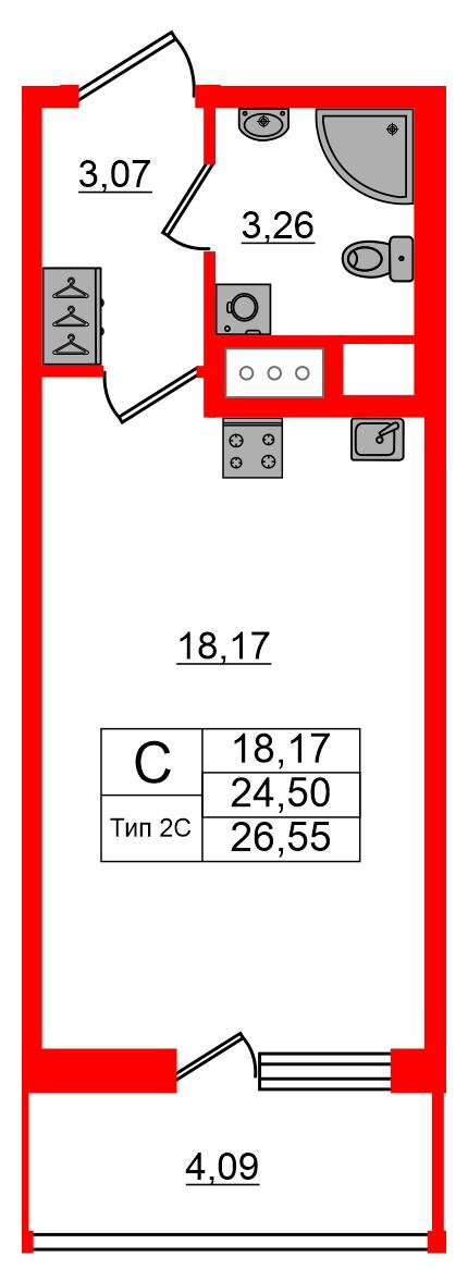 Студия 24 м2 в ЖК Setl Ривьера корпус null этаж 16