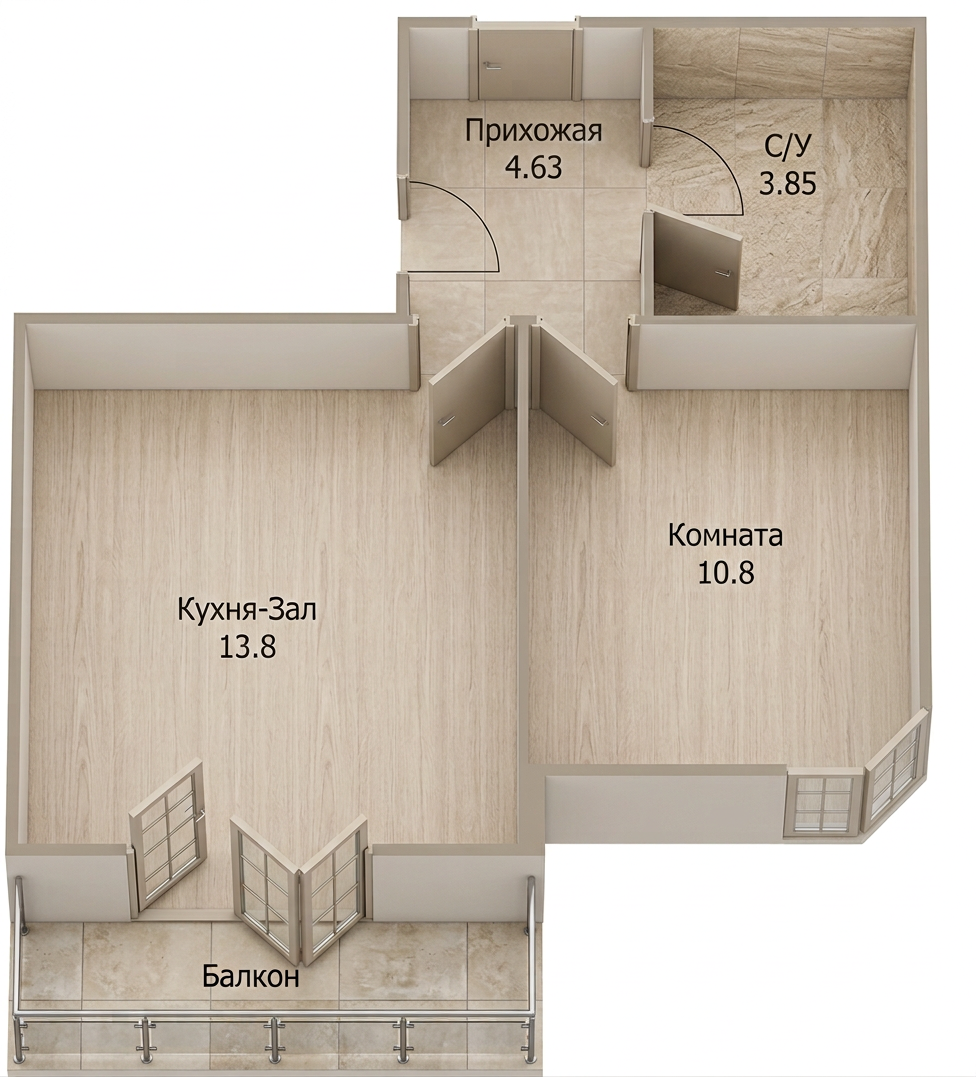 2-комнатная 32.6 м2 в ЖК undefined корпус null этаж 9