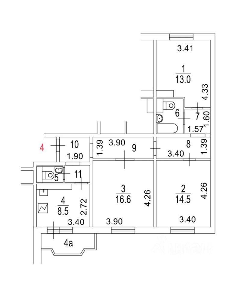 3-комнатная 78 м2 в ЖК undefined корпус null этаж 2