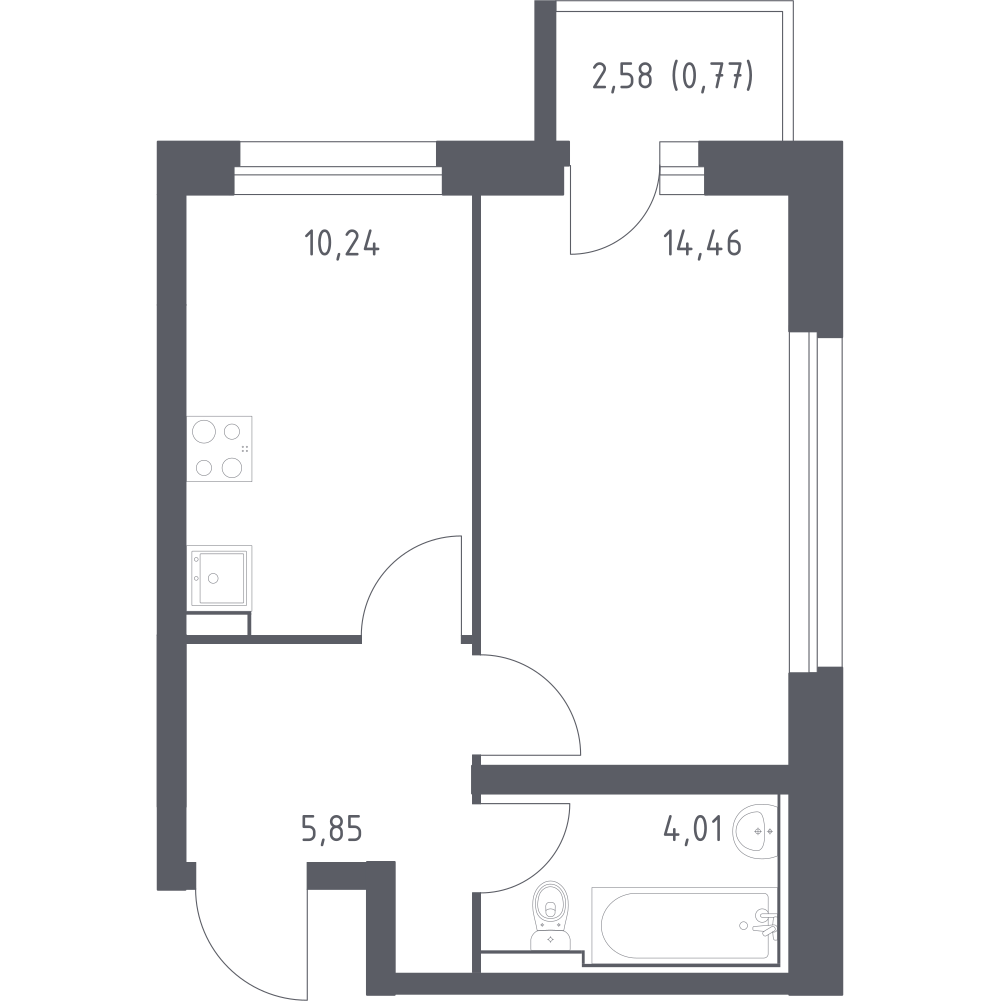 1-комнатная 35 м2 в ЖК Сердце Сахалина корпус null этаж 3