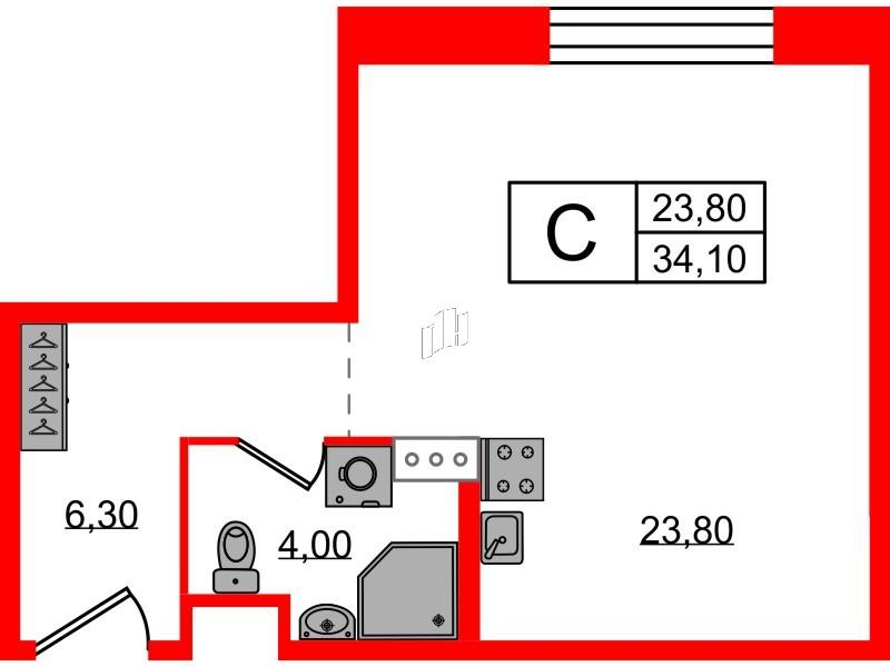 Студия 34 м2 в ЖК VIDI корпус null этаж 3