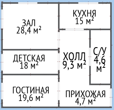 3-комнатная 103 м2 в ЖК undefined корпус null этаж 6