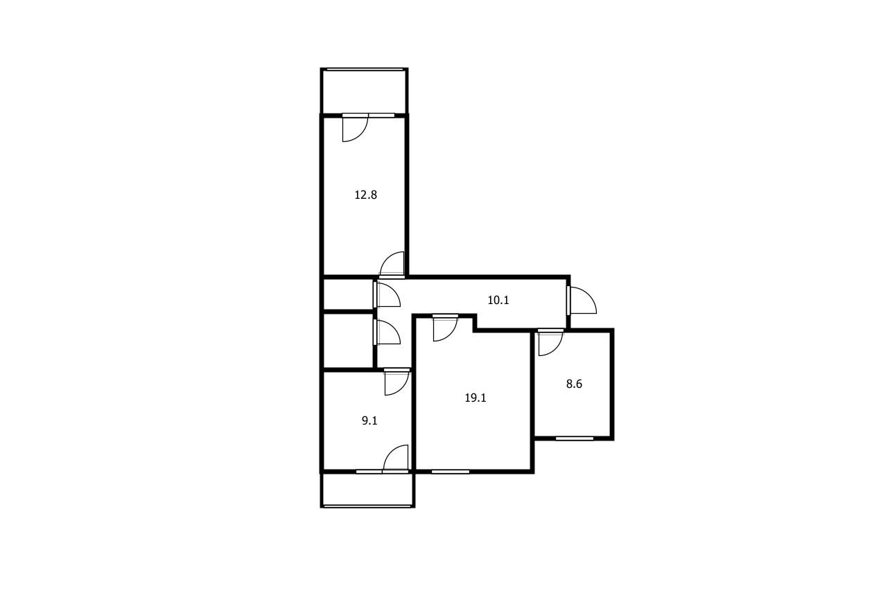 3-комнатная 63.8 м2 в ЖК undefined корпус null этаж 6
