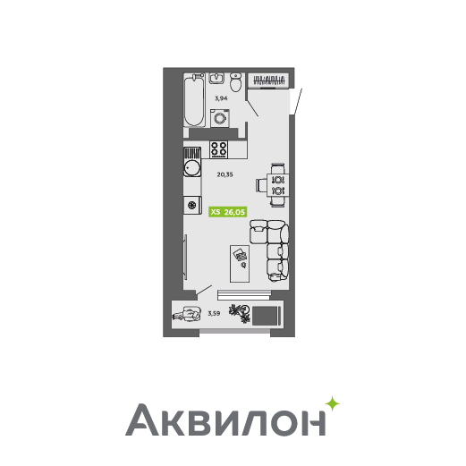 Студия 26 м2 в ЖК Аквилон CITY Towers корпус null этаж 11