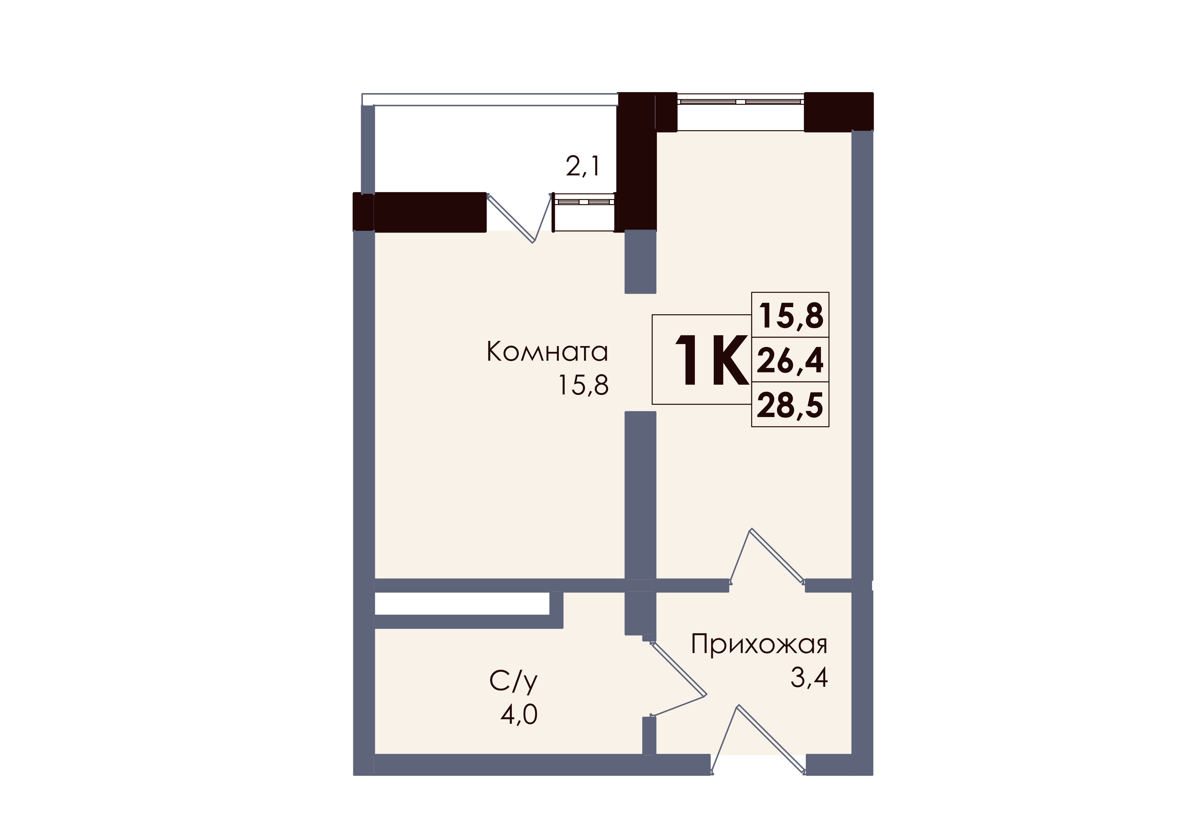 Студия 27 м2 в ЖК Академия корпус null этаж 11