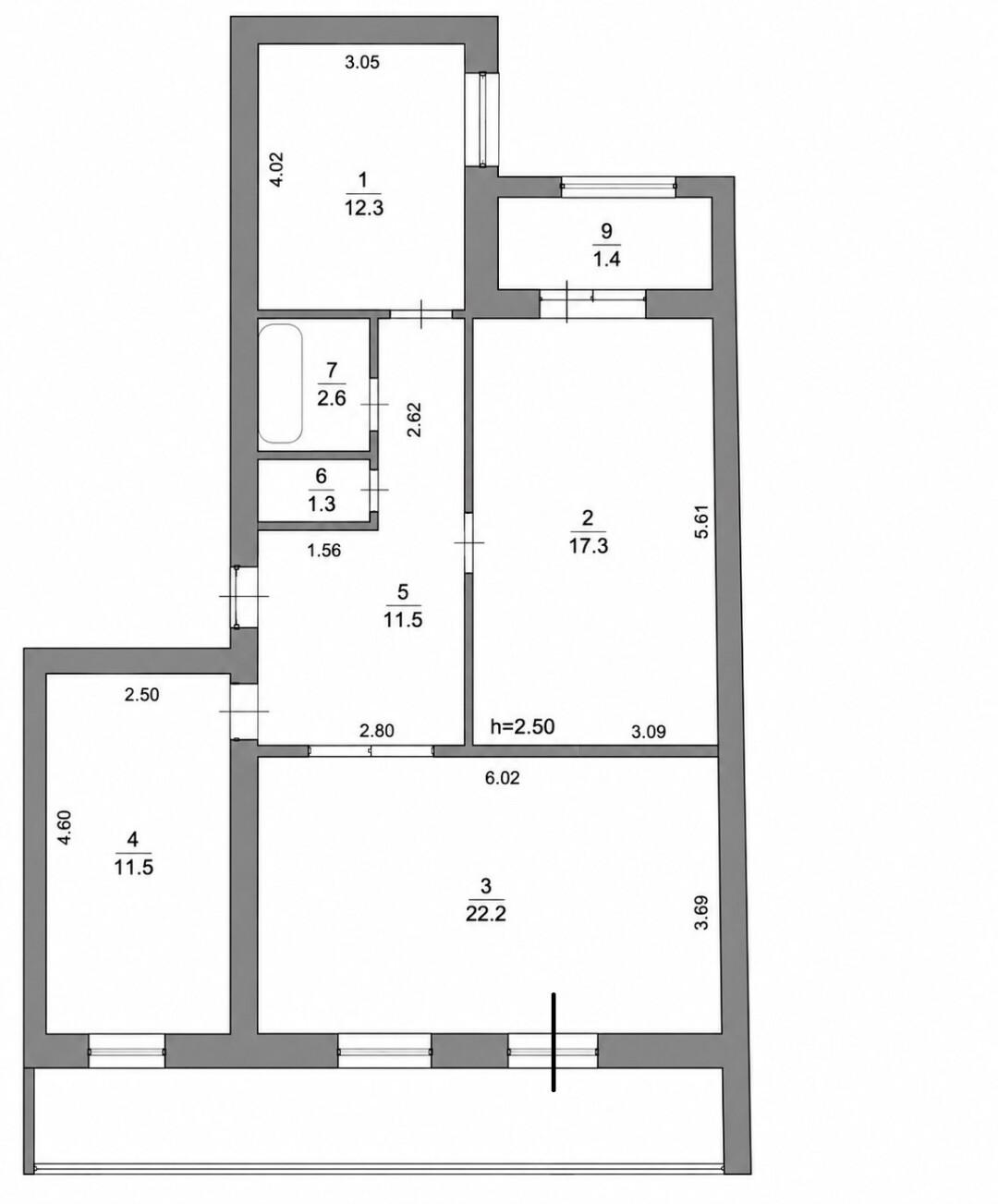 3-комнатная 78.7 м2 в ЖК undefined корпус null этаж 12