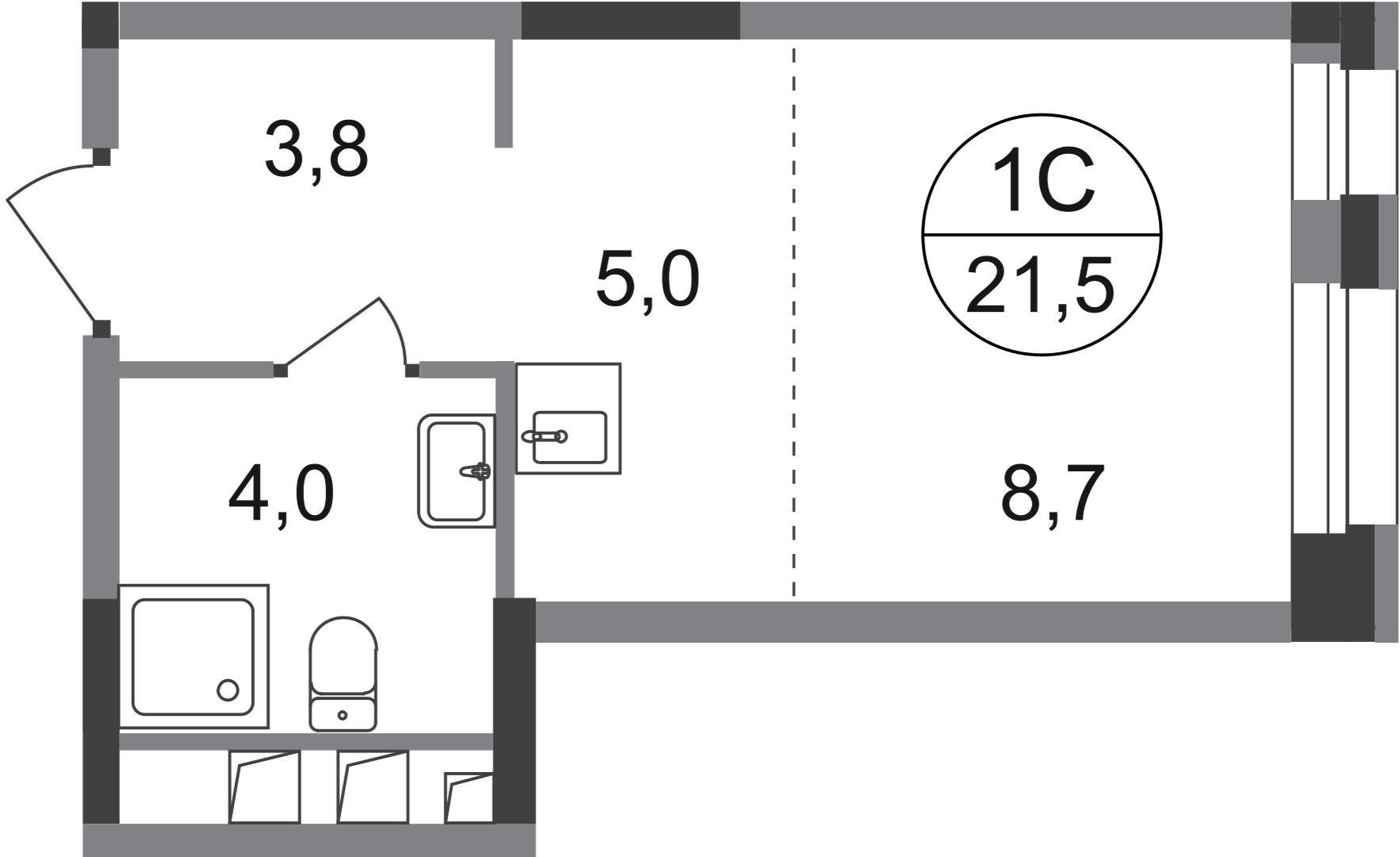Студия 21 м2 в ЖК Первый Московский корпус null этаж 15