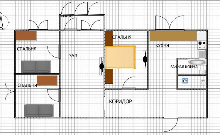 4-комнатная 60.6 м2 в ЖК undefined корпус null этаж 2
