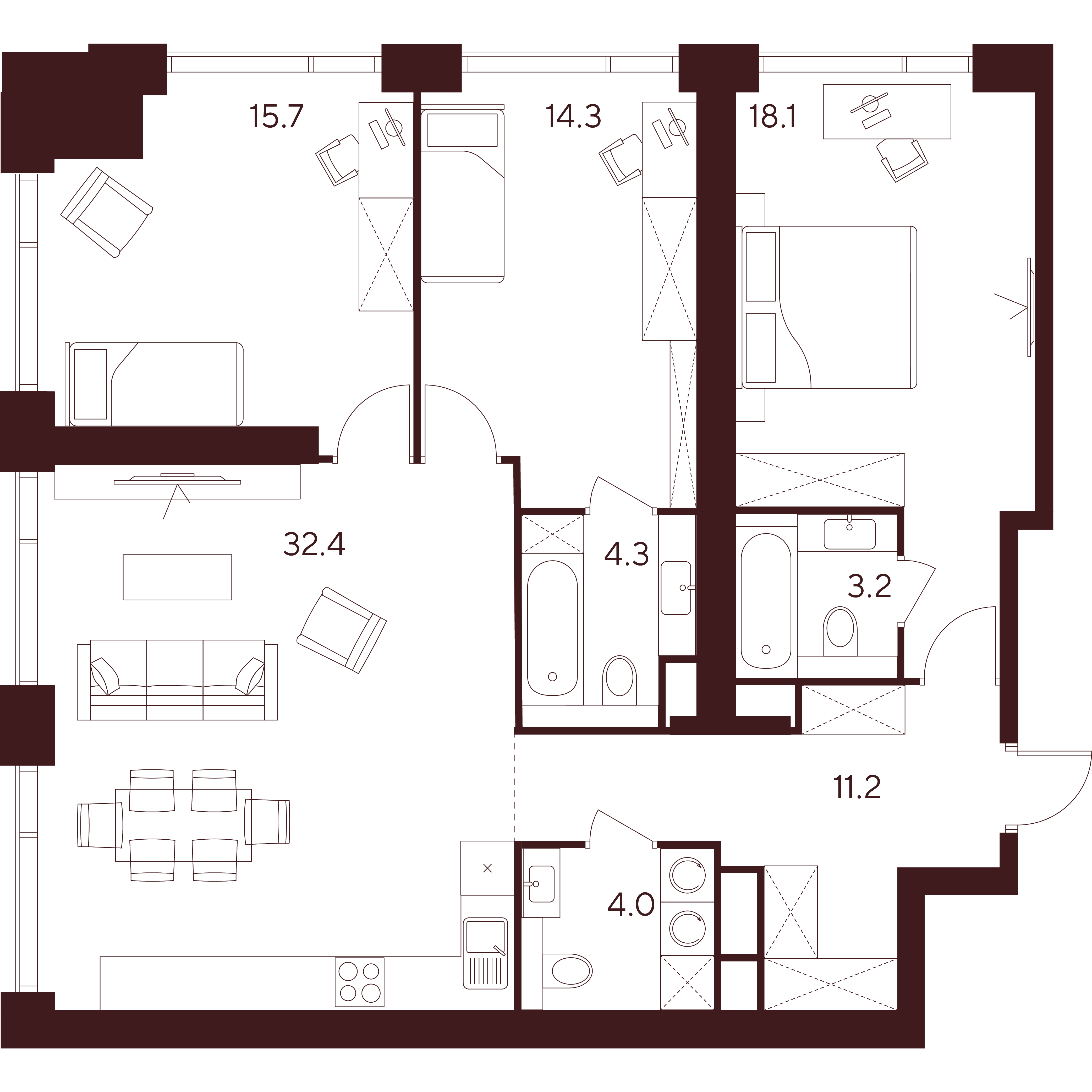 Студия 103 м2 в ЖК Инди Тауэрз от Аквилон корпус null этаж 6