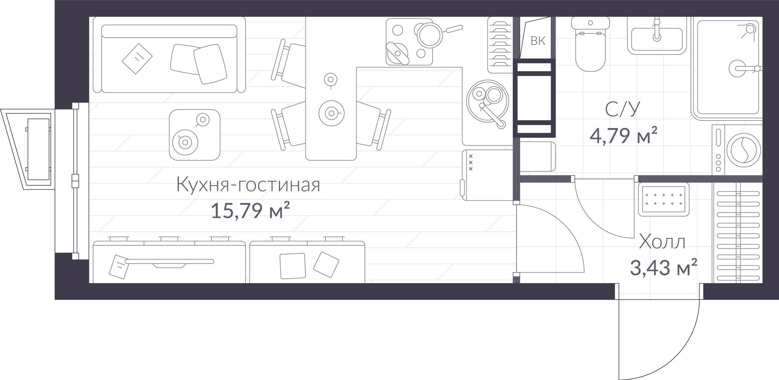 Студия 24 м2 в ЖК Верен Норт Сертолово корпус null этаж 4