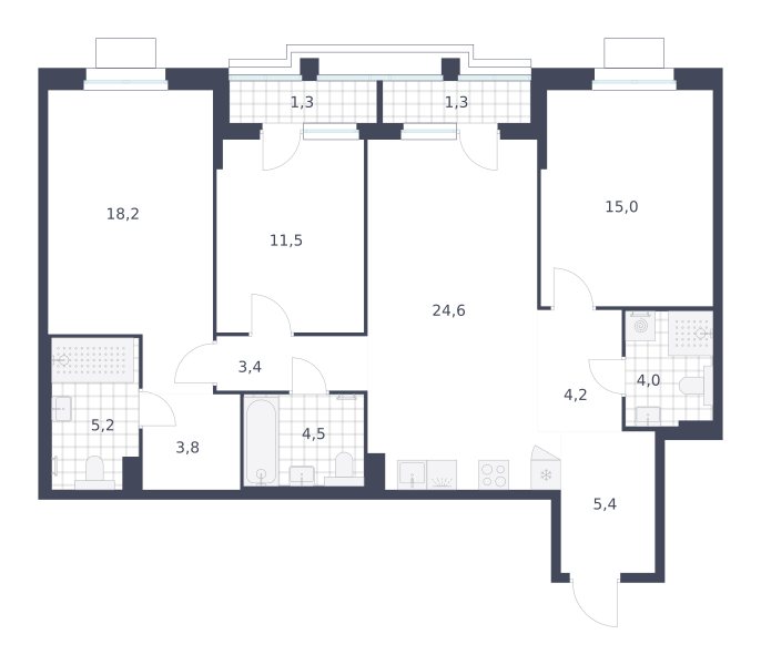 3-комнатная 102 м2 в ЖК Деснаречье корпус null этаж 8