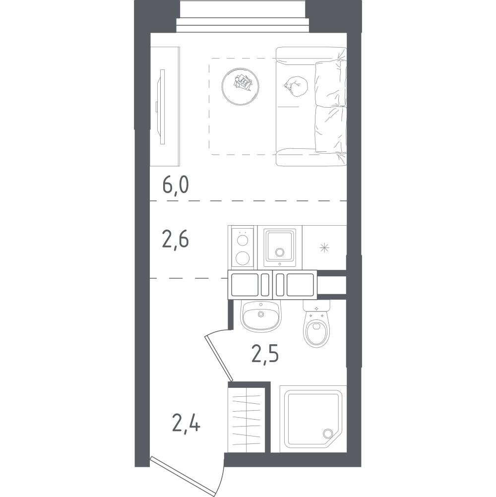 Студия 13 м2 в ЖК Ольховый Квартал корпус null этаж 16