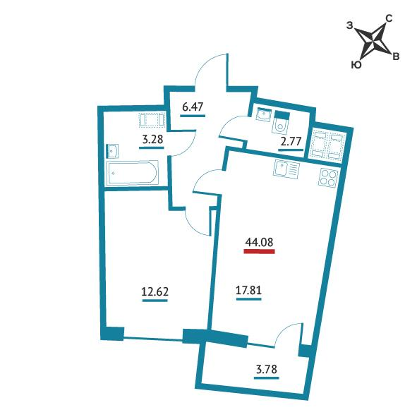 Студия 25 м2 в ЖК Левитан корпус null этаж 16