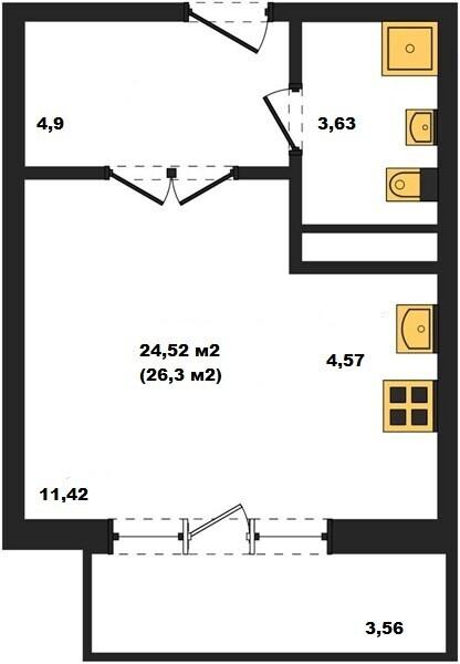 1-комнатная 28.1 м2 в ЖК undefined корпус null этаж 14