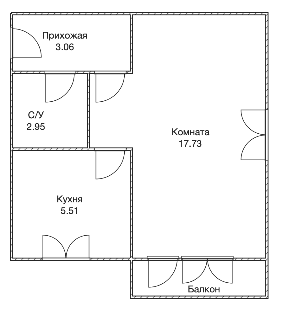 1-комнатная 29.9 м2 в ЖК undefined корпус null этаж 4