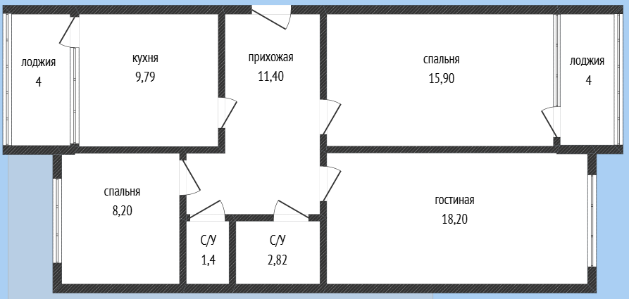 3-комнатная 78 м2 в ЖК undefined корпус null этаж 10