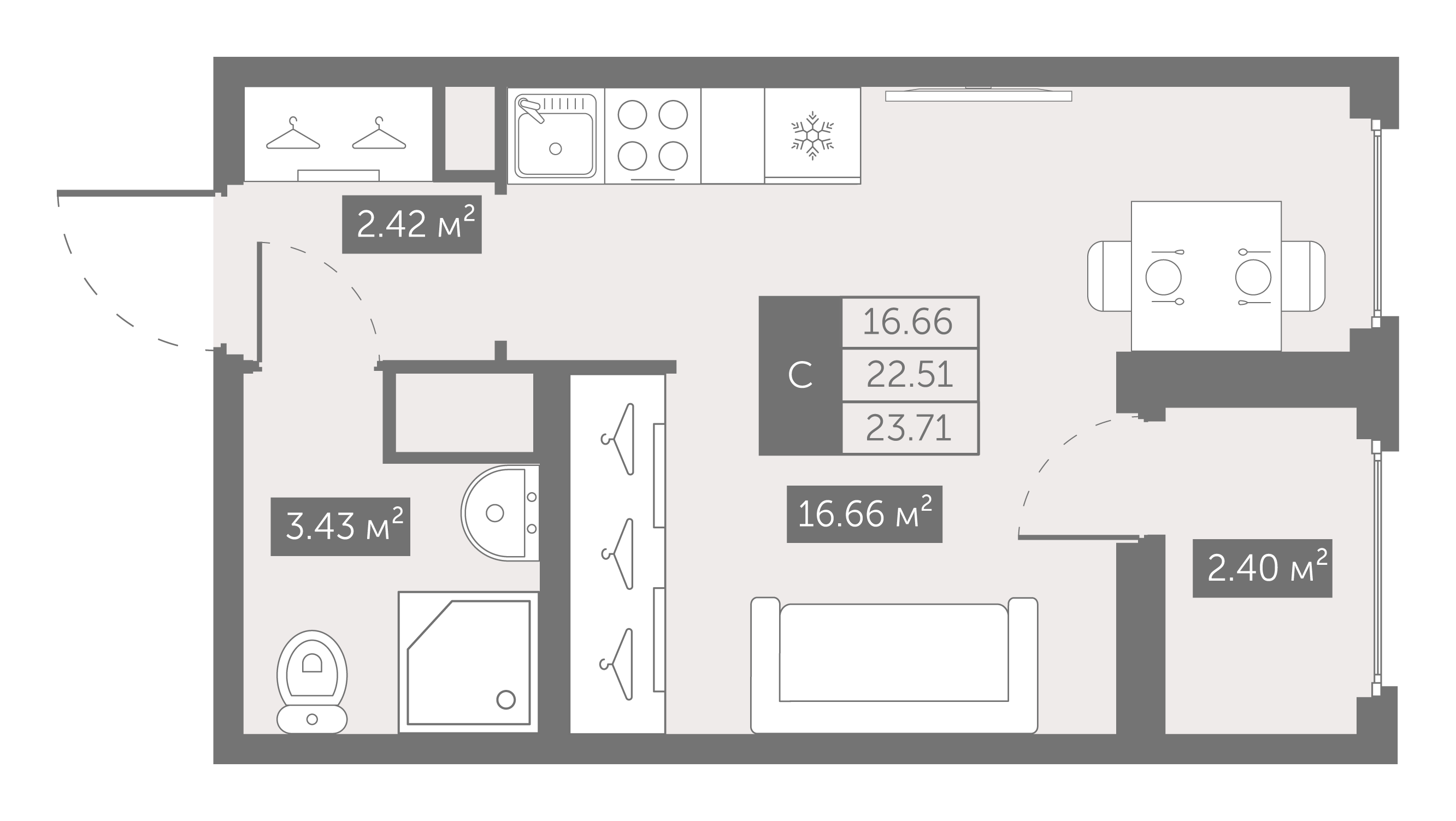 Студия 23 м2 в ЖК UP-квартал Новый Московский корпус null этаж 7