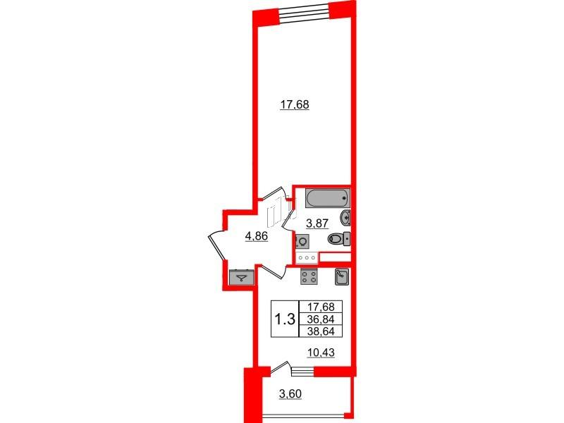 1-комнатная 36 м2 в ЖК Бионика Заповедная корпус null этаж 4