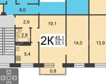 2-комнатная 45.8 м2 в ЖК undefined корпус null этаж 1