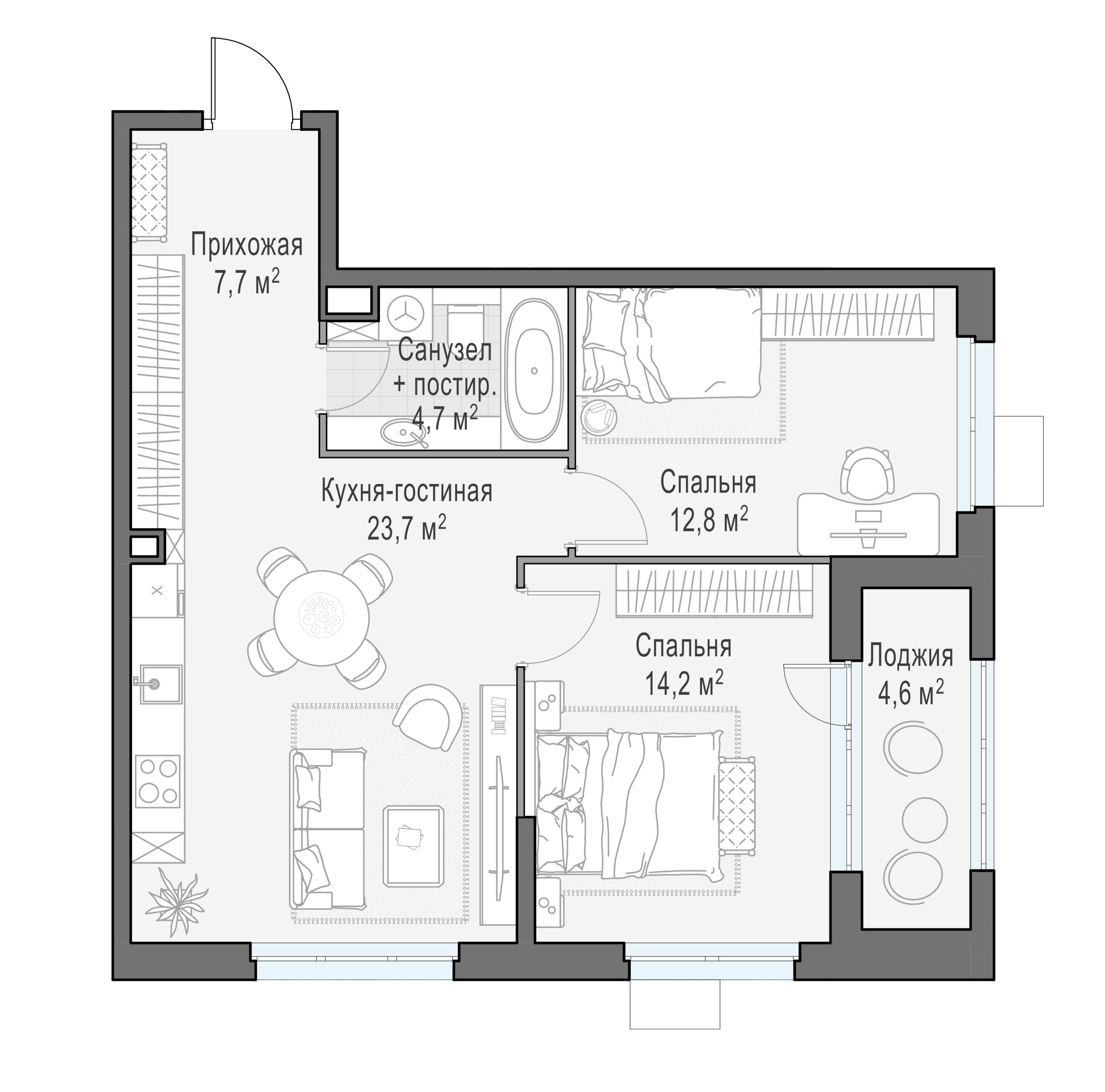 3-комнатная 62 м2 в ЖК Жилой квартал «Новое Медведково» корпус null этаж 8