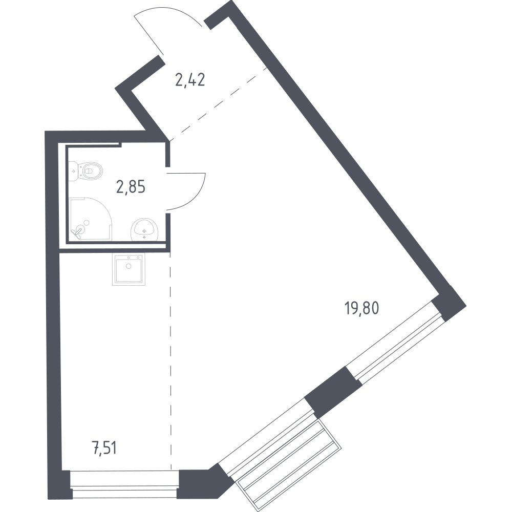 Студия 32 м2 в ЖК Рублёвский Квартал корпус null этаж 12
