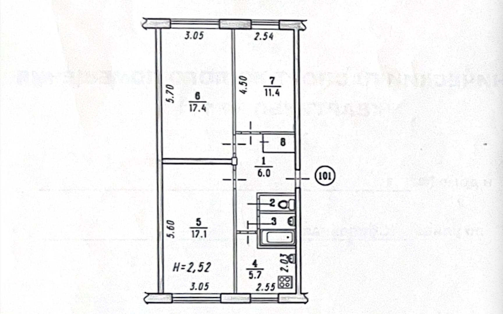 3-комнатная 62.2 м2 в ЖК undefined корпус null этаж 1